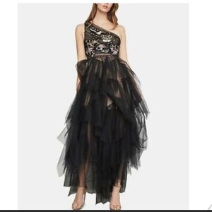 NWT - BCBG One Shoulder Toile Evening Gown.